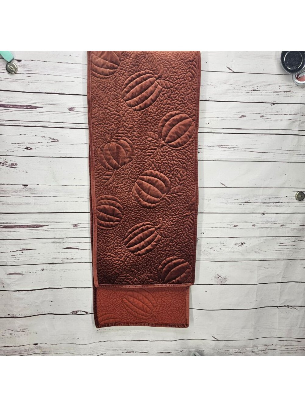 Hearth & Home Quilted Pumpkin Velvet Table Runner Burnt Orange Fall Décor 72"x14